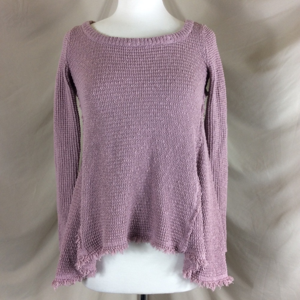Anthropologie Kaisley Lilac Sharkbite Hem Sweater